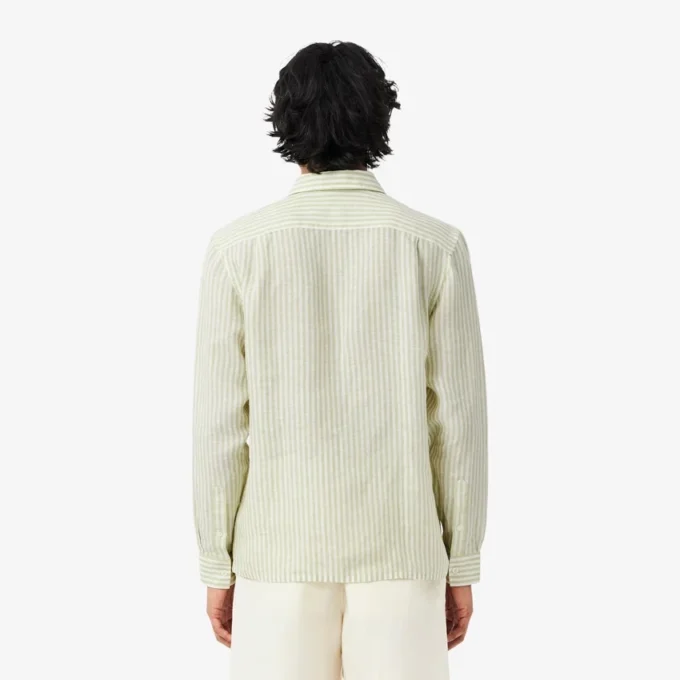 Chemise en lin rayée coupe classique pour homme Chemise en lin rayée coupe classique pour homme