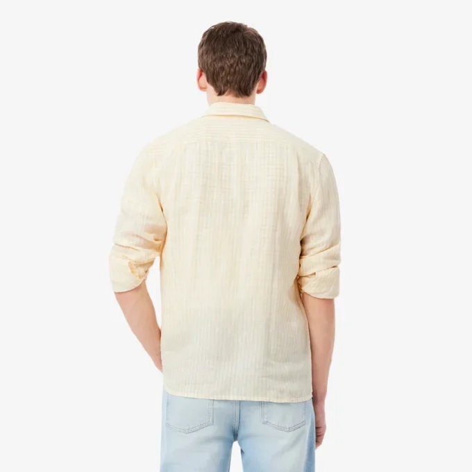 Chemise en lin rayée coupe classique pour homme