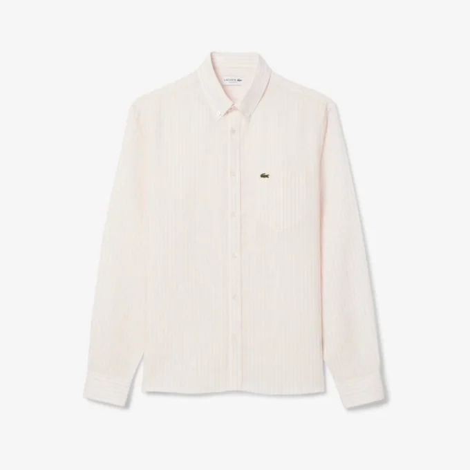 Chemise en lin rayée coupe classique pour homme Chemise en lin rayée coupe classique pour homme