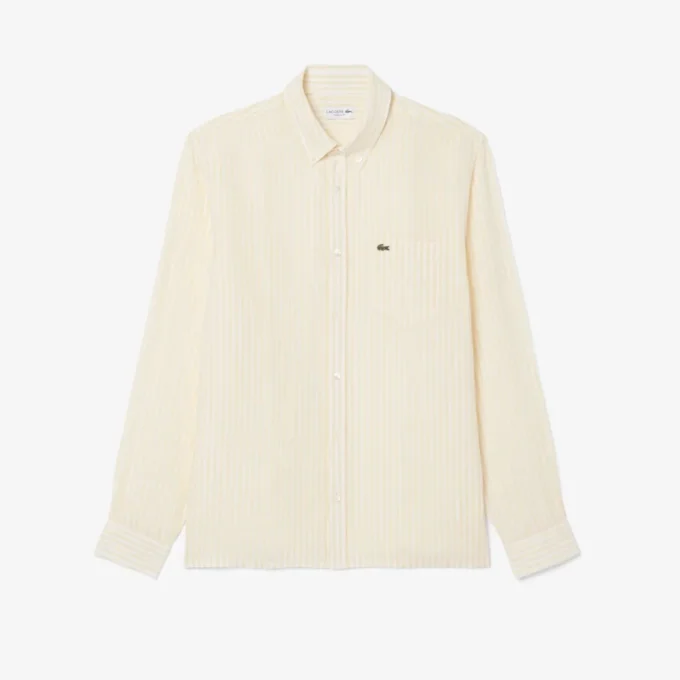 Chemise en lin rayée coupe classique pour homme