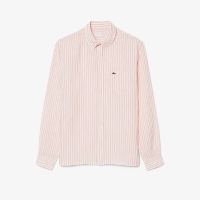Chemise en lin rayée coupe classique pour homme Chemise en lin rayée coupe classique pour homme