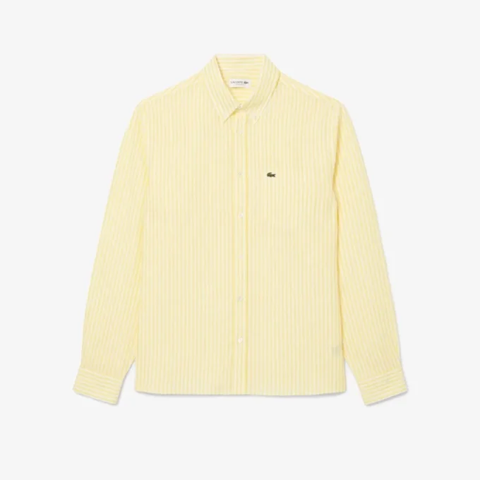 Chemise en lin rayée coupe classique pour homme