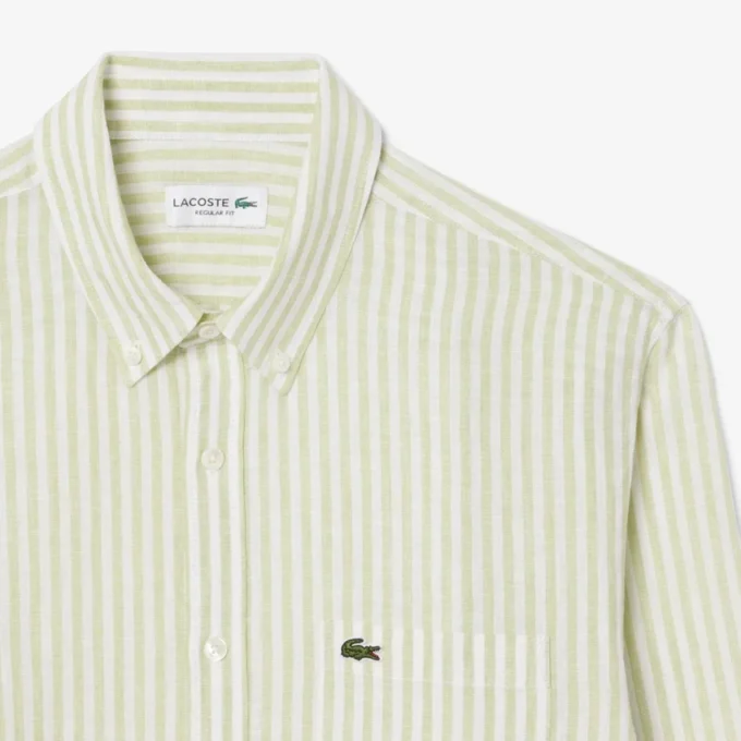 Chemise en lin rayée coupe classique pour homme Chemise en lin rayée coupe classique pour homme