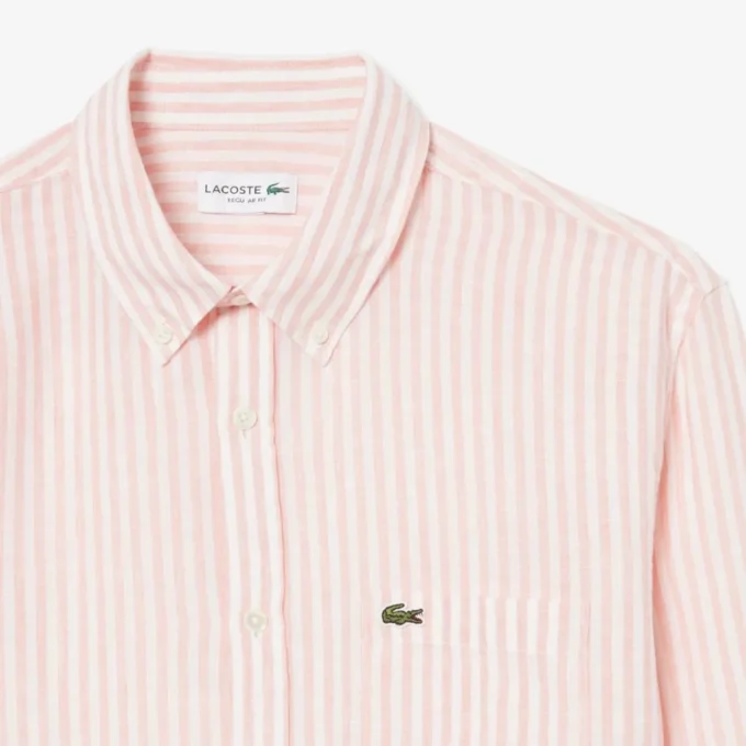 Chemise en lin rayée coupe classique pour homme Chemise en lin rayée coupe classique pour homme