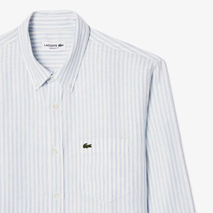 Chemise en lin rayée coupe classique pour homme Chemise en lin rayée coupe classique pour homme