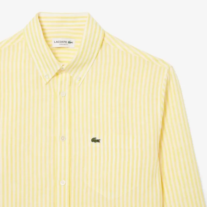 Chemise en lin rayée coupe classique pour homme