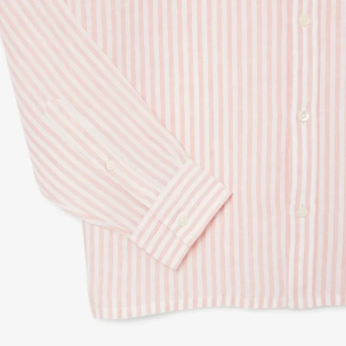Chemise en lin rayée coupe classique pour homme Chemise en lin rayée coupe classique pour homme
