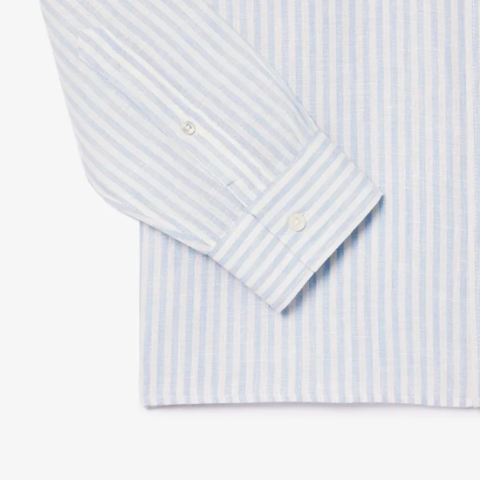 Chemise en lin rayée coupe classique pour homme Chemise en lin rayée coupe classique pour homme