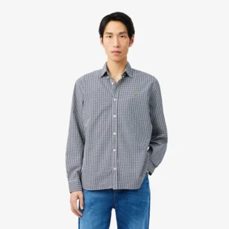 Chemise en popeline à carreaux, coupe classique