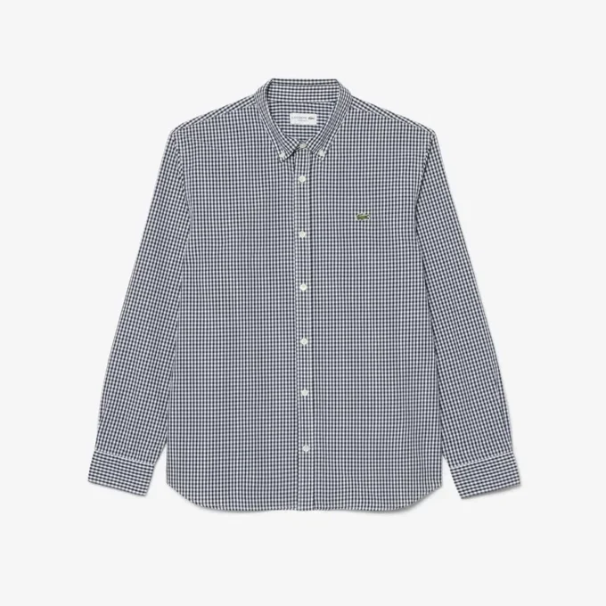 Chemise en popeline à carreaux, coupe classique Chemise en popeline à carreaux, coupe classique