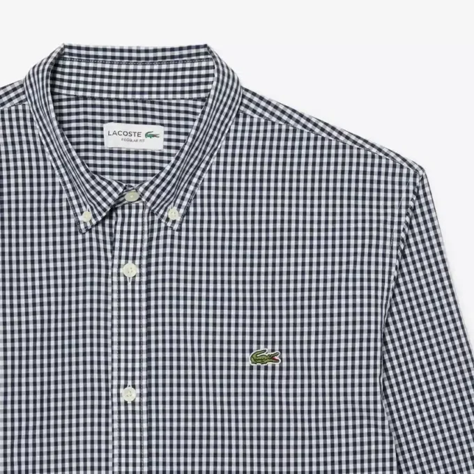 Chemise en popeline à carreaux, coupe classique Chemise en popeline à carreaux, coupe classique