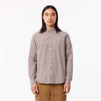 Chemise en popeline à carreaux pour homme, coupe classique