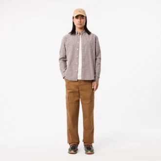 Chemise en popeline à carreaux pour homme, coupe classique