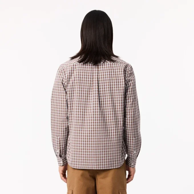 Chemise en popeline à carreaux pour homme, coupe classique