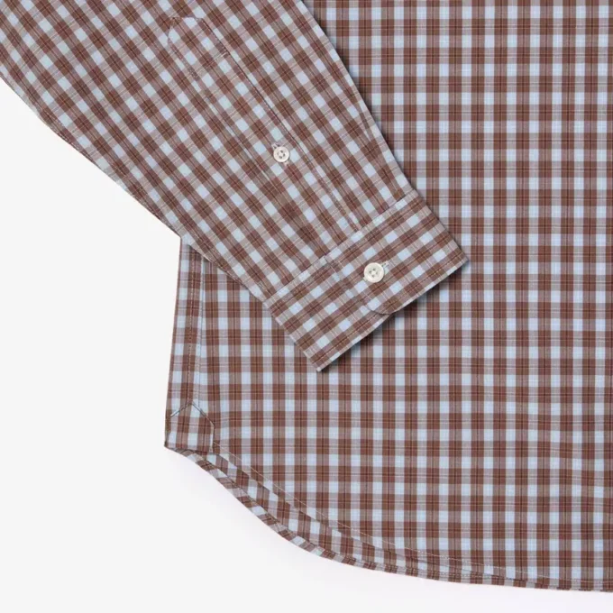 Chemise en popeline à carreaux pour homme, coupe classique
