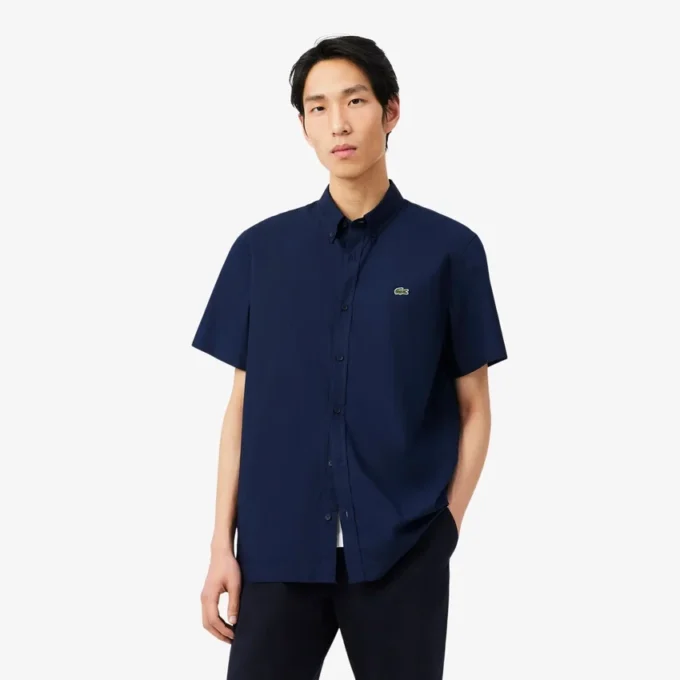 Chemise en popeline à manches courtes, coupe classique