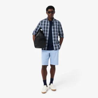 Chemise en popeline stretch à imprimé vichy, coupe ajustée