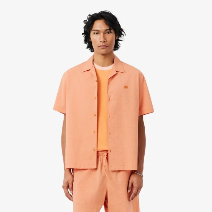 Chemise en seersucker à la coupe décontractée Chemise en seersucker à la coupe décontractée