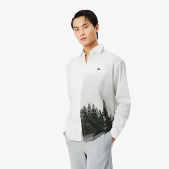 Chemise en sergé de coton imprimé, coupe décontractée
