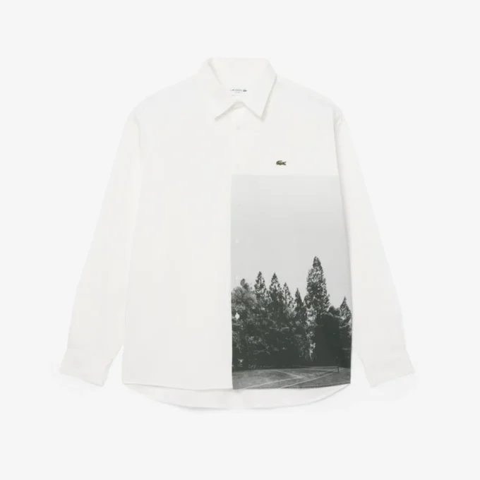 Chemise en sergé de coton imprimé, coupe décontractée Chemise en sergé de coton imprimé, coupe décontractée
