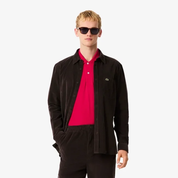 Chemise en velours coupe classique pour homme Chemise en velours coupe classique pour homme
