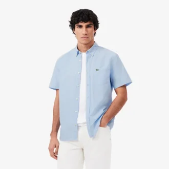 Chemise à manches courtes en vichy pour homme, coupe classique
