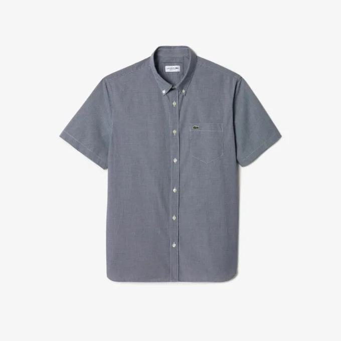 Chemise à manches courtes en vichy pour homme, coupe classique