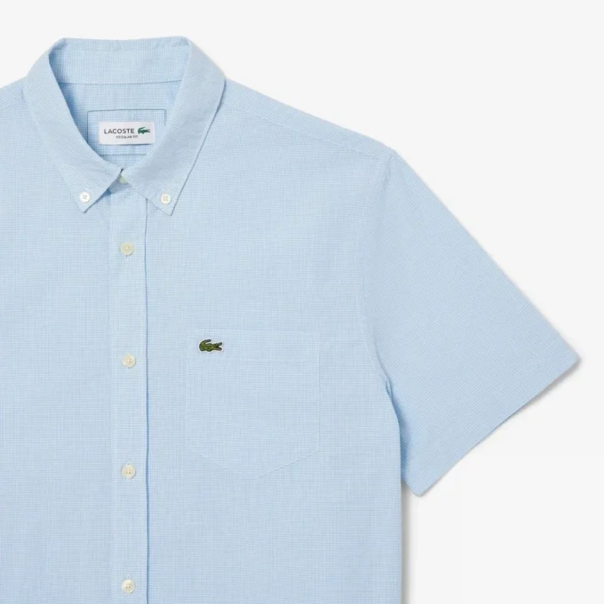 Chemise à manches courtes en vichy pour homme, coupe classique