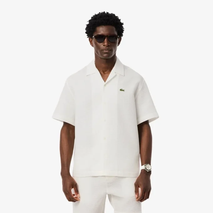 Chemise pour homme à coupe ample et texture gaufrée Chemise pour homme à coupe ample et texture gaufrée