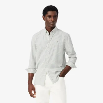 Chemise rayée en coton pinpoint coupe classique pour homme