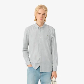 Chemise rayée en coton pinpoint coupe classique pour homme