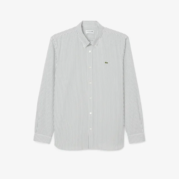 Chemise rayée en coton pinpoint coupe classique pour homme