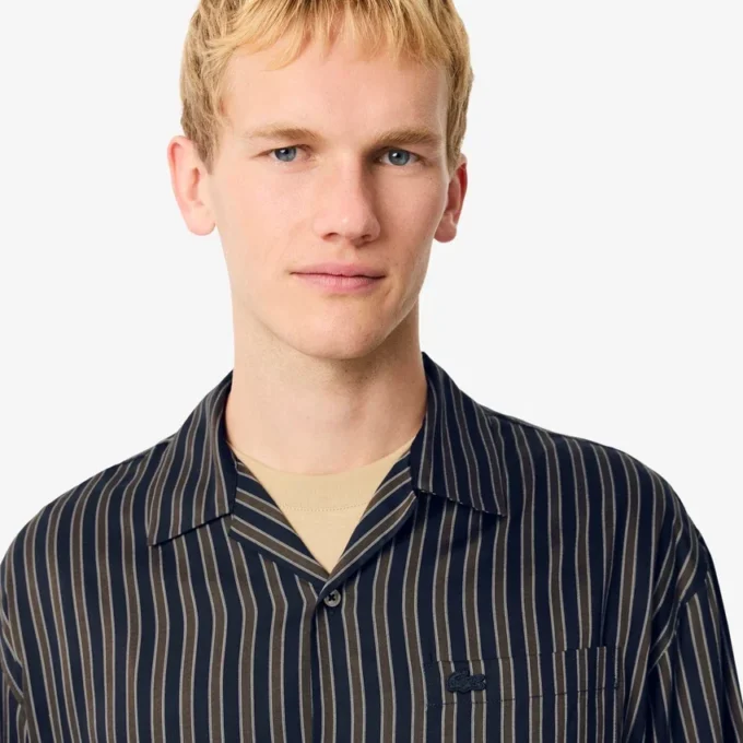 Chemise rayée en lyocell coupe décontractée pour homme Chemise rayée en lyocell coupe décontractée pour homme