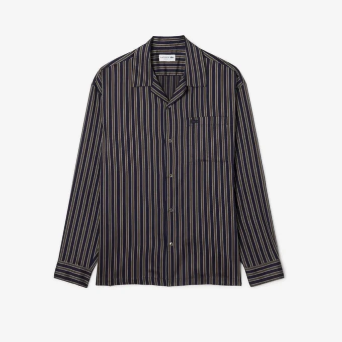 Chemise rayée en lyocell coupe décontractée pour homme Chemise rayée en lyocell coupe décontractée pour homme