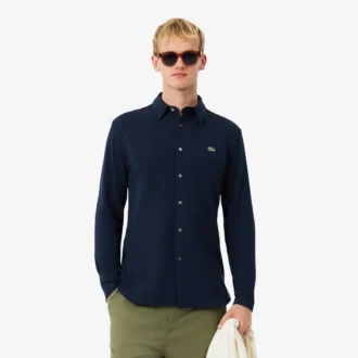 Chemise slim en piqué de coton pour homme