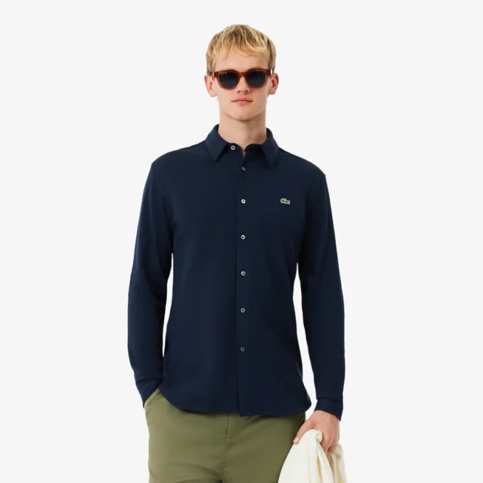Chemise slim en piqué de coton pour homme Chemise slim en piqué de coton pour homme