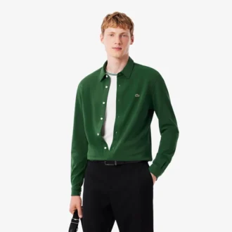 Chemise slim en piqué de coton pour homme