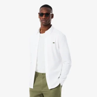 Chemise slim en piqué de coton pour homme