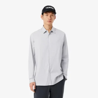 Chemise slim en popeline stretch rayée