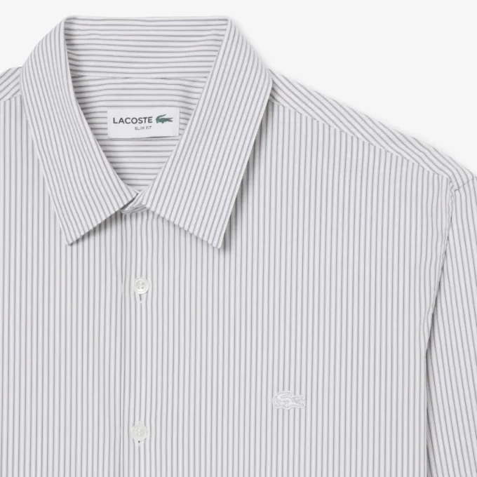 Chemise slim en popeline stretch rayée Chemise slim en popeline stretch rayée