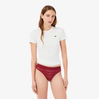 Culotte string en dentelle avec logo à la taille