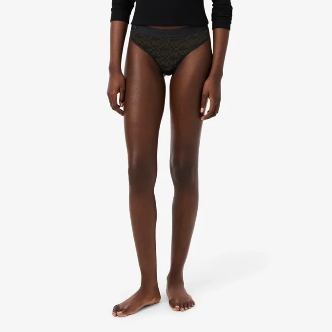 Culotte string en dentelle avec logo à la taille Culotte string en dentelle avec logo à la taille