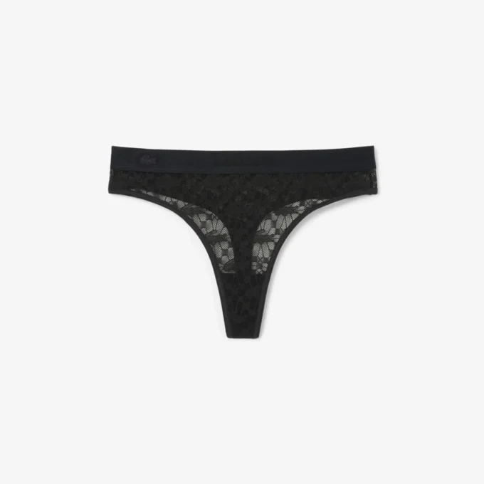 Culotte string en dentelle avec logo à la taille Culotte string en dentelle avec logo à la taille