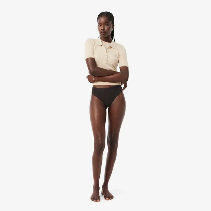 Culotte string en maille avec logo à la taille Culotte string en maille avec logo à la taille