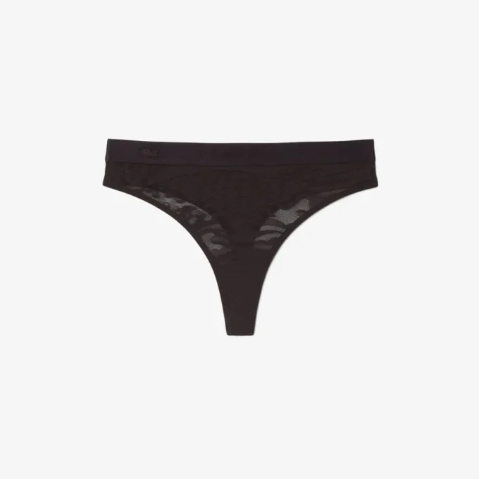 Culotte string en maille avec logo à la taille Culotte string en maille avec logo à la taille