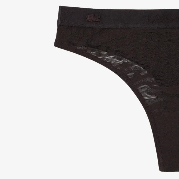 Culotte string en maille avec logo à la taille Culotte string en maille avec logo à la taille