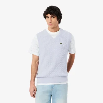 Gilet en coton à mailles torsadées pour homme
