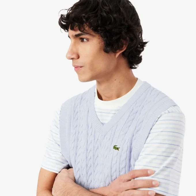 Gilet en coton à mailles torsadées pour homme Gilet en coton à mailles torsadées pour homme