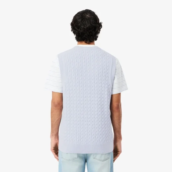Gilet en coton à mailles torsadées pour homme Gilet en coton à mailles torsadées pour homme
