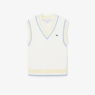 Gilet en coton à rayures et côtes